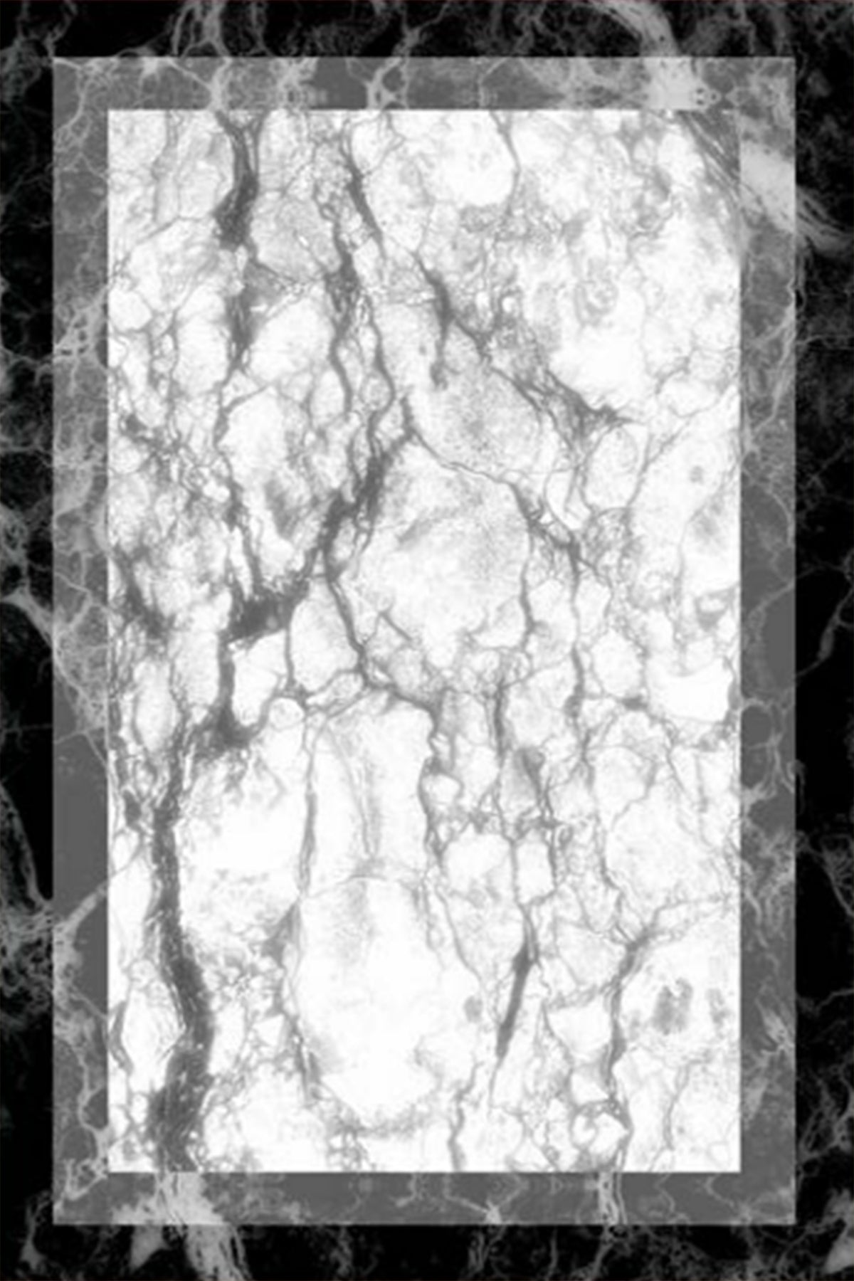 Tepih 130×190 – Mermer Crno-Beli Ram