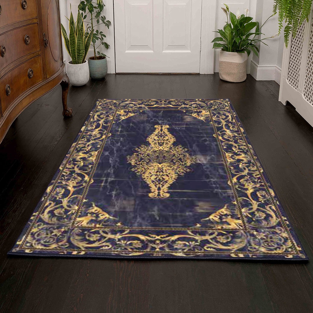 Tepih 130x190cm – Ornament teget-zlatna