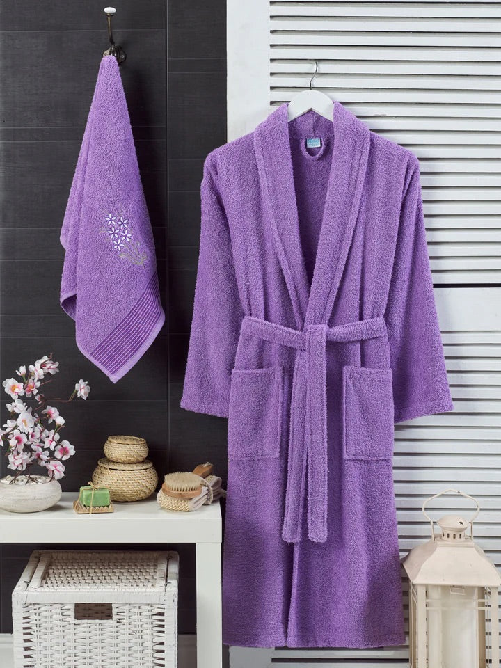 Poklon lux set – bademantil + peškir - LAVANDA