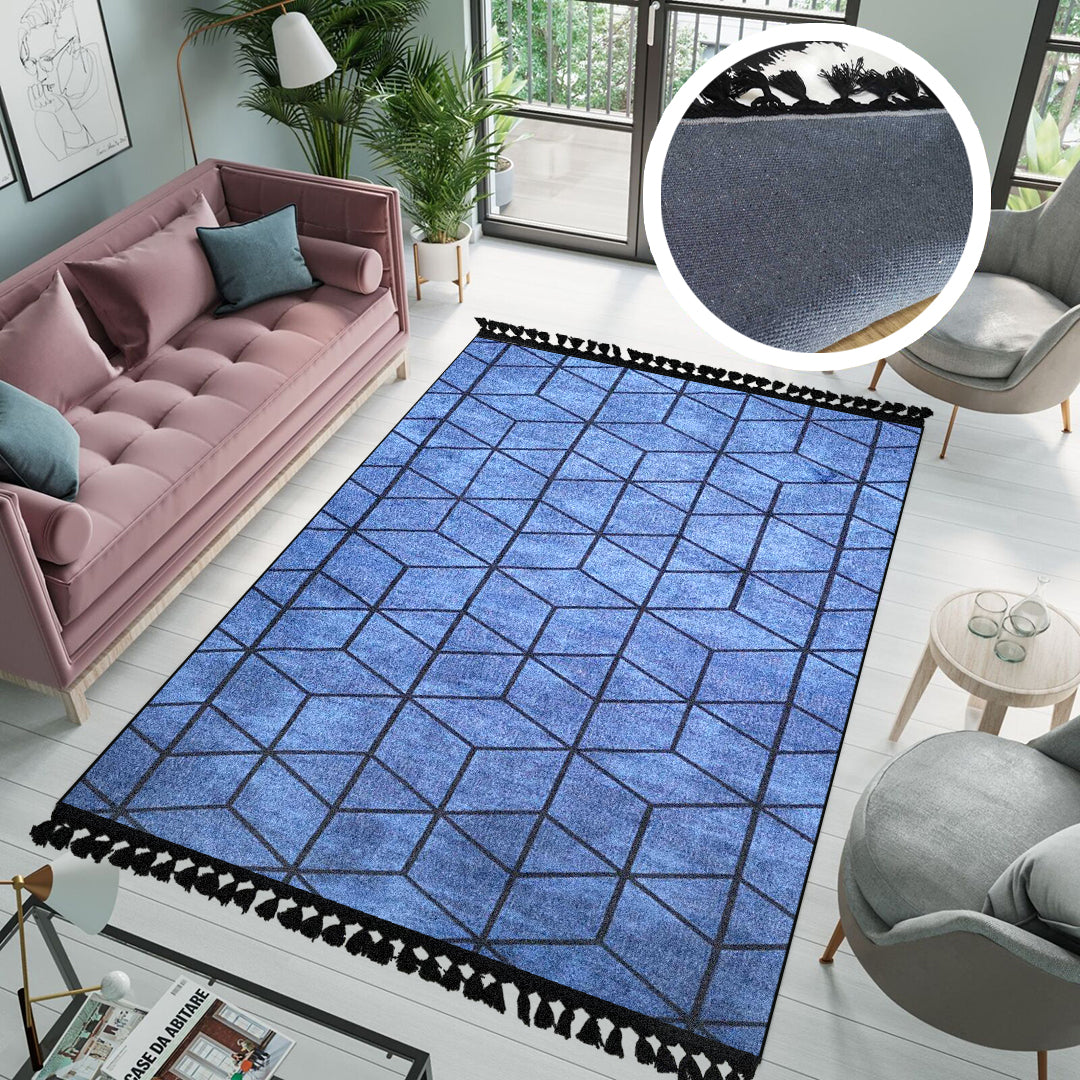 Tepih 160x230cm sa resama – Kocka plava