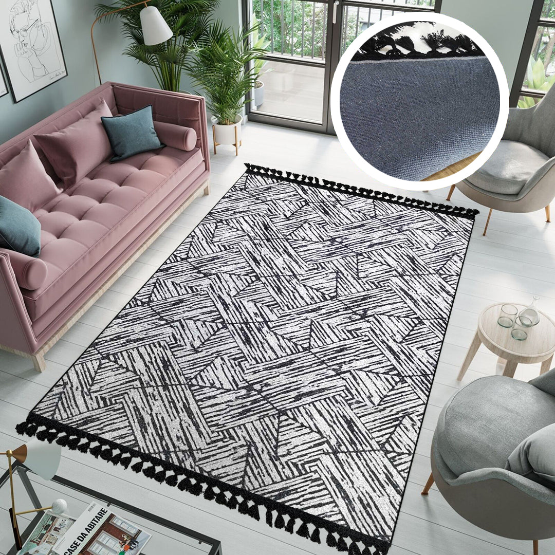 Tepih 160x230cm sa resama – Apstraktno bela