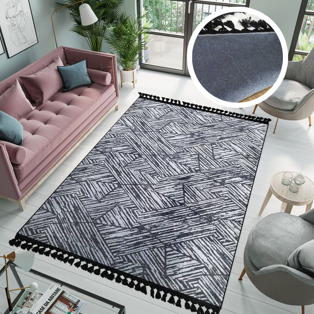 Tepih 160x230cm sa resama – Apstraktno siva