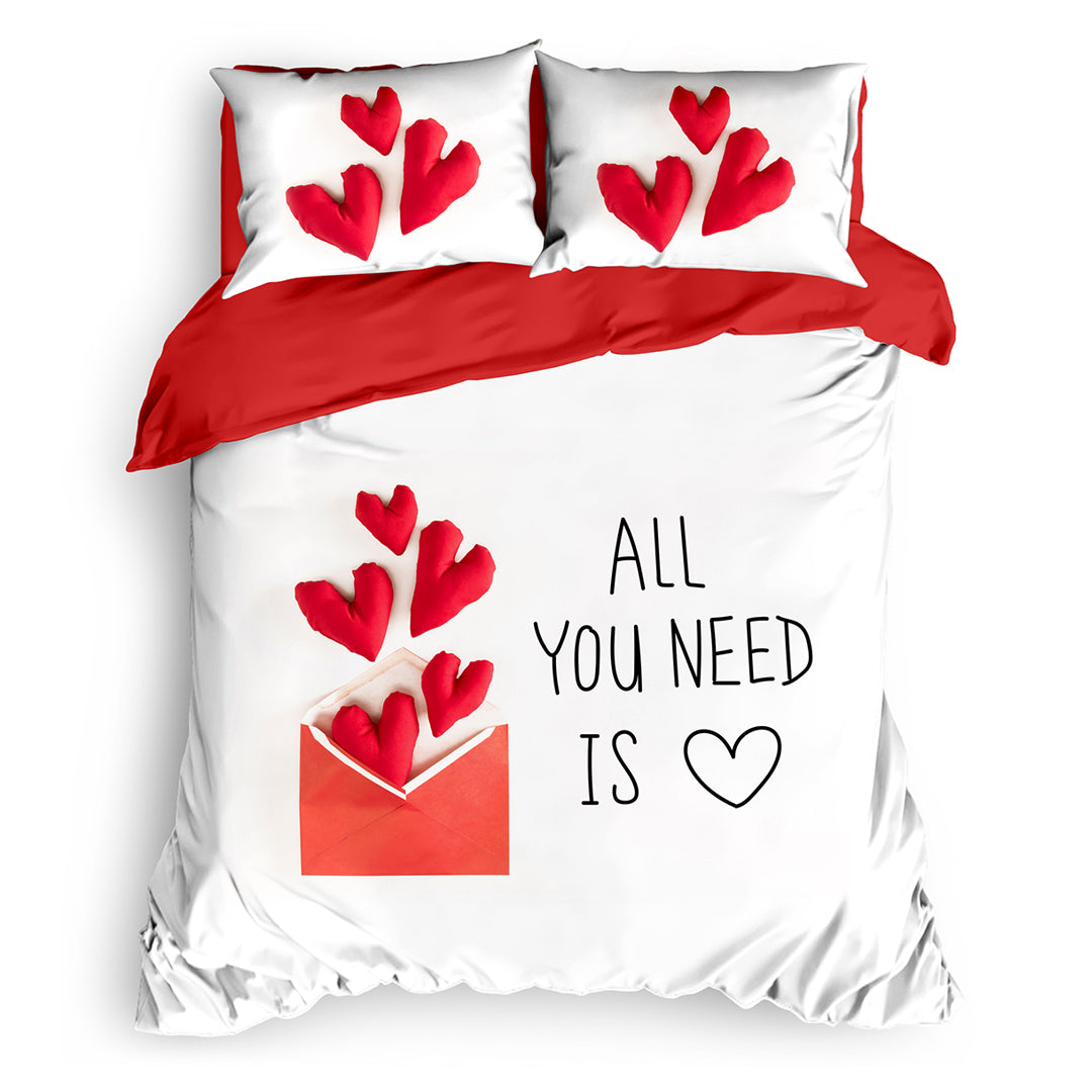 3D Posteljina BRAČNA „Srce bela“