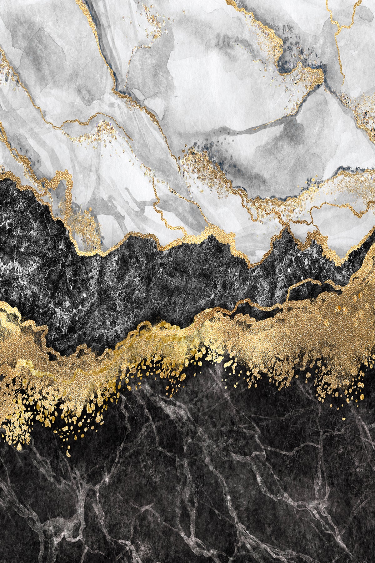 Tepih 130×190 – Mermer Crno-Zlatni