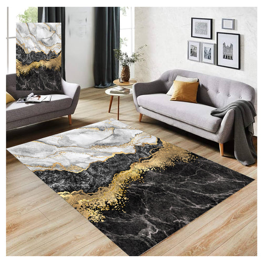Tepih 180×280 – Mermer Crno-Zlatni