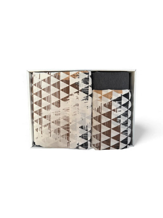 Bračna posteljina Geometrija Siva-Bež