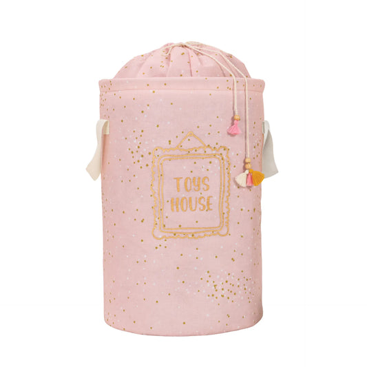 Okrugla korpa za igračke / prljav veš za bebe – Roze
