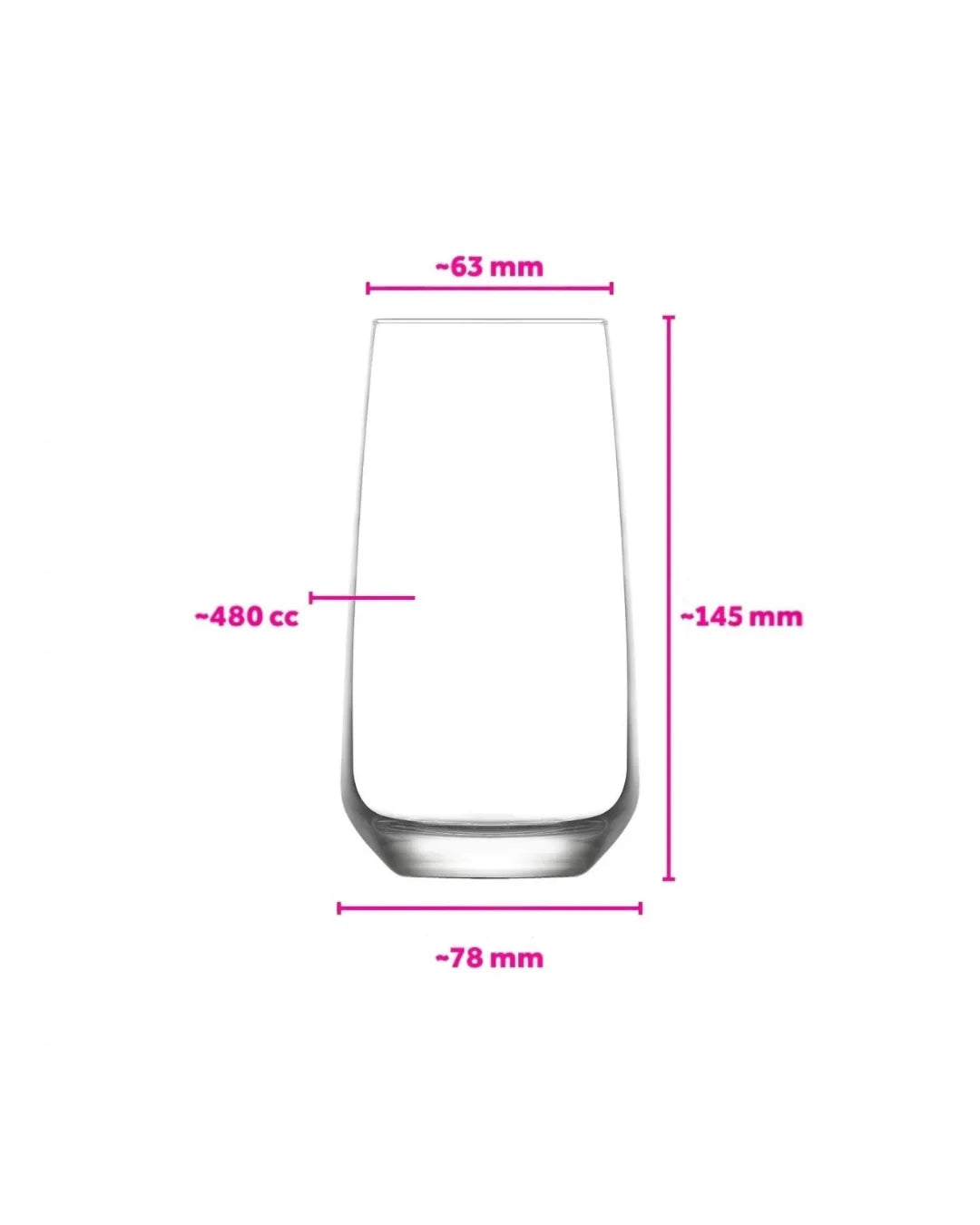 Lal set visokih čaša 6/1, 480 ml