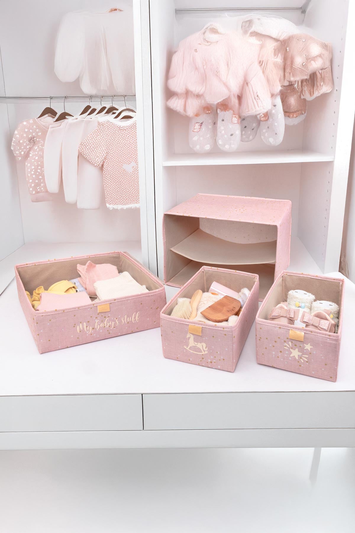 Baby 3 Pregrade Tkanina Organizator za Fioke – Roze