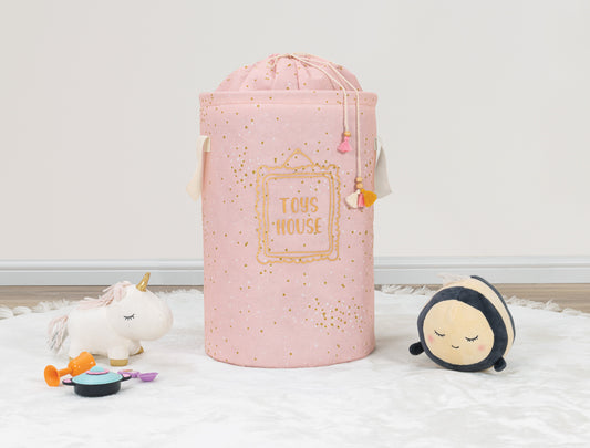Okrugla korpa za igračke / prljav veš za bebe – Roze