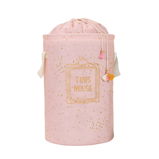 Okrugla korpa za igračke / prljav veš za bebe – Roze