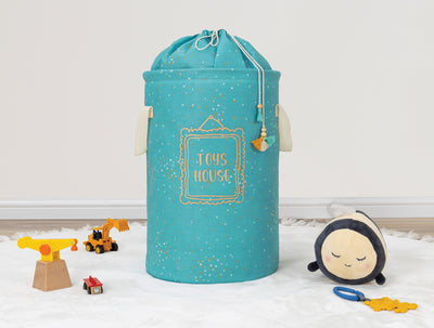 Okrugla korpa za igračke / prljav veš za bebe – Plava