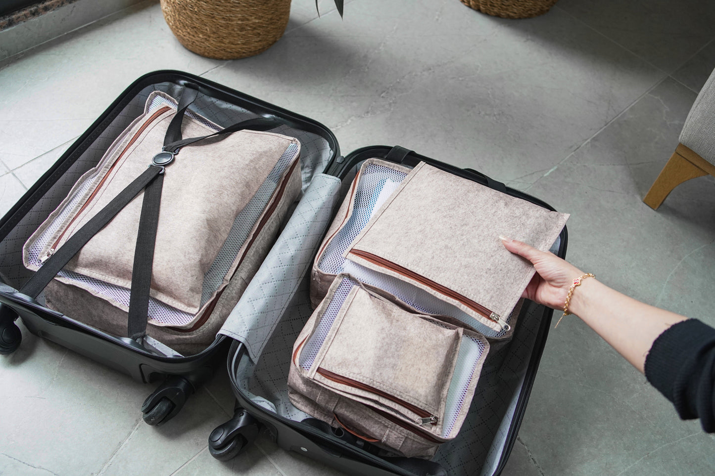 Bež Organizator za Kofer – Set 6 Komada