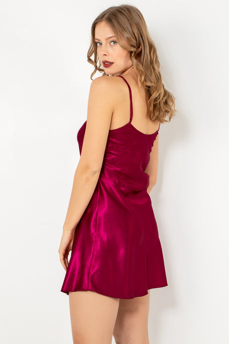 Satenska spavaćica - BORDO PASSION