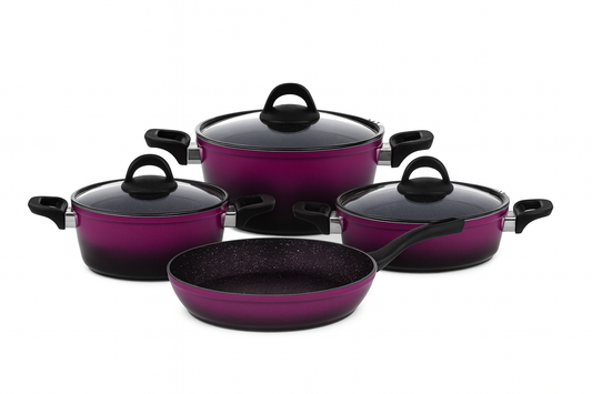 Granitni set posuđa – 7 delova (ljubičasta boja)