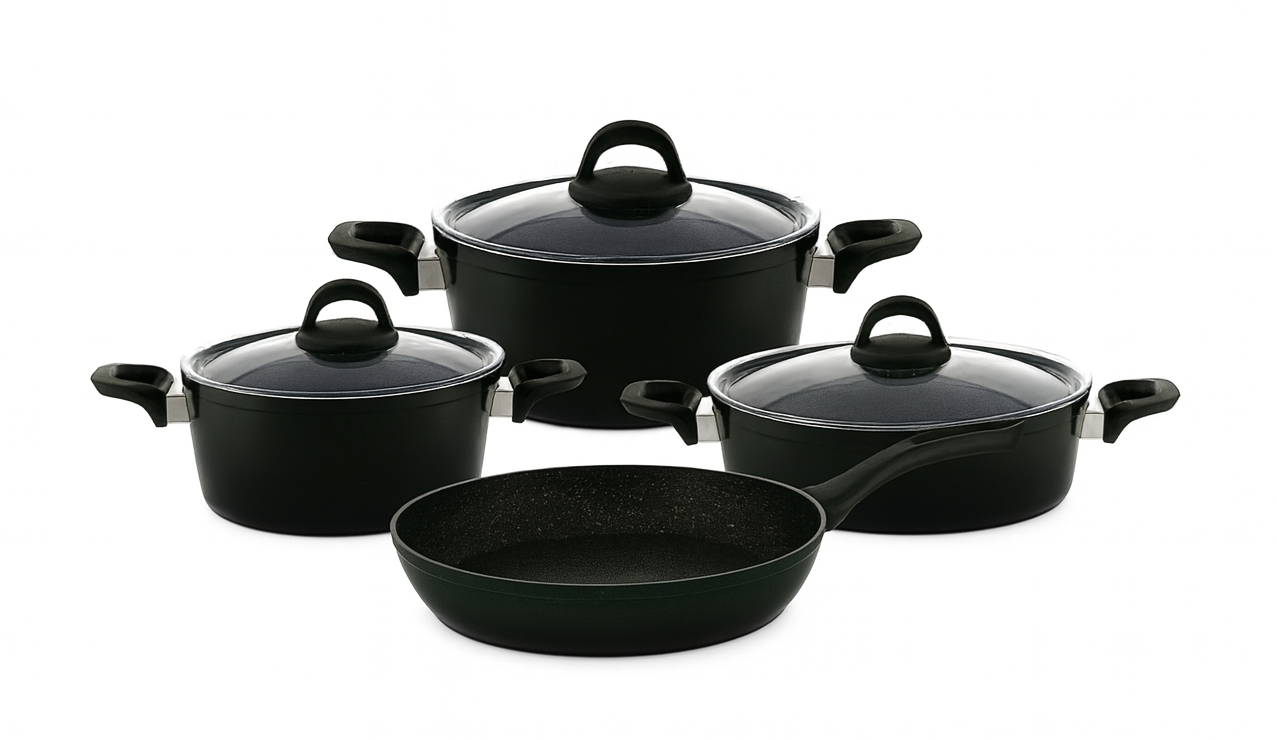 Granitni set posuđa – 7 delova (tamnozelena boja)
