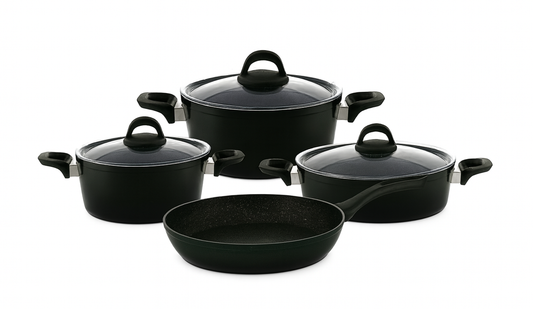 Granitni set posuđa – 7 delova (tamnozelena boja)