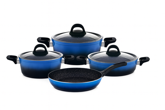 Granitni set posuđa – 7 delova (plava boja)