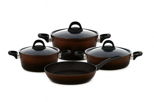 Granitni set posuđa – 7 delova (braon boja)