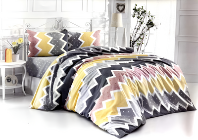 %100 Renforce pamuk – Bračna posteljina “Cik-cak Pastel”