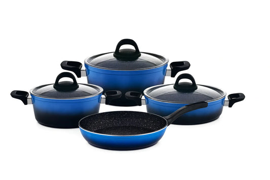 Granitni set posuđa – 7 delova (plava boja)