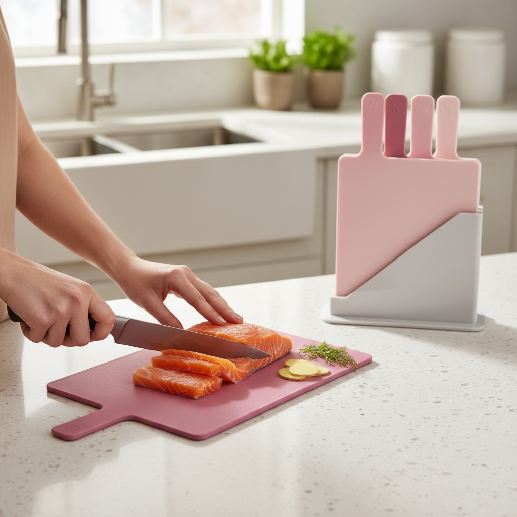 Set dasaka za sečenje 4 kom sa držačem – vertikalni model roze