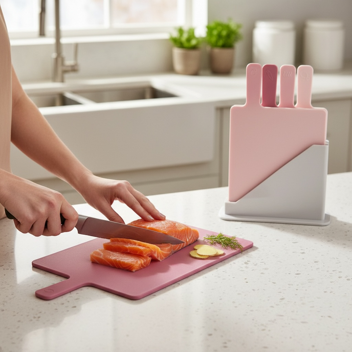 Set dasaka za sečenje 4 kom sa držačem – vertikalni model roze