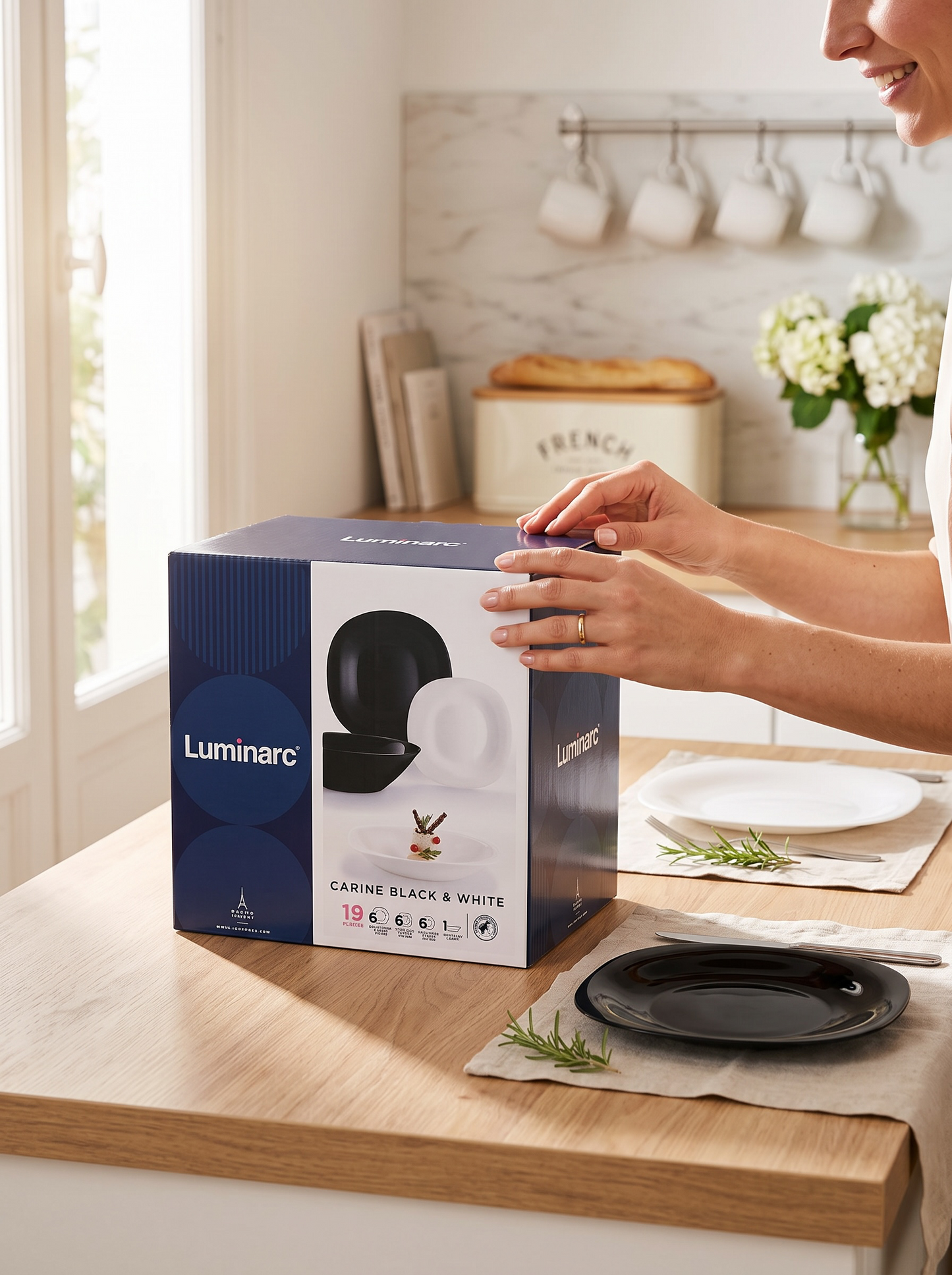 Luminarc Carine Black & White servis za ručavanje, 19 delova