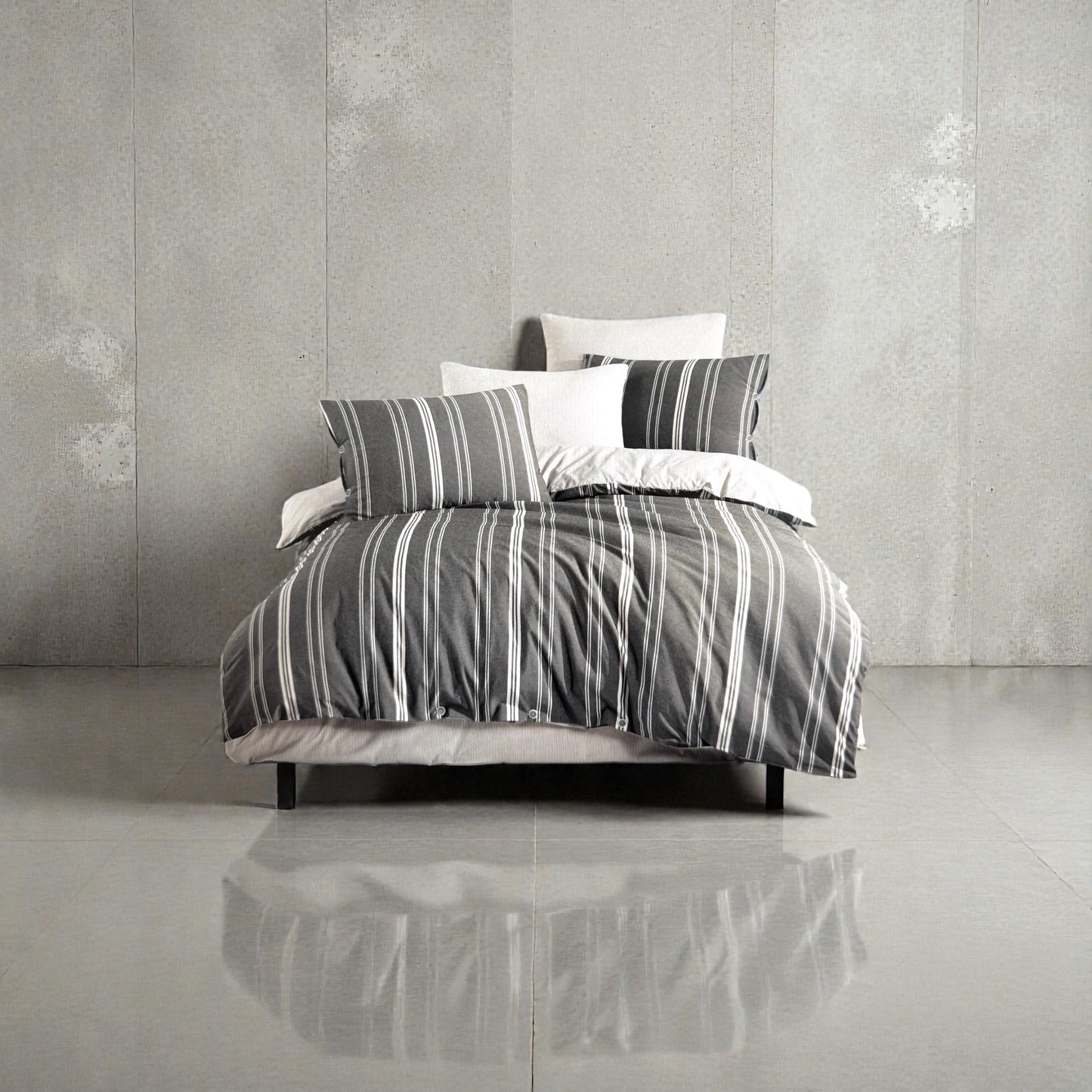 Muslin posteljina za bračni ležaj – Antracit (4 jastučnice, čaršav na lastiš)