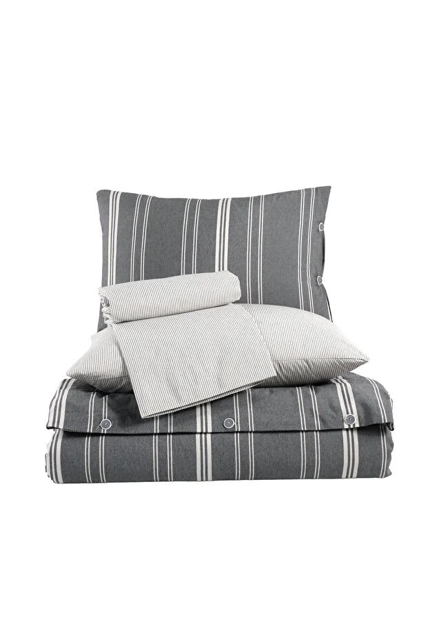 Muslin posteljina za bračni ležaj – Antracit (4 jastučnice, čaršav na lastiš)