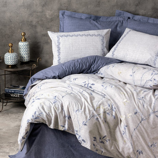 Pamučna posteljina za bračni krevet - Plavi vrt