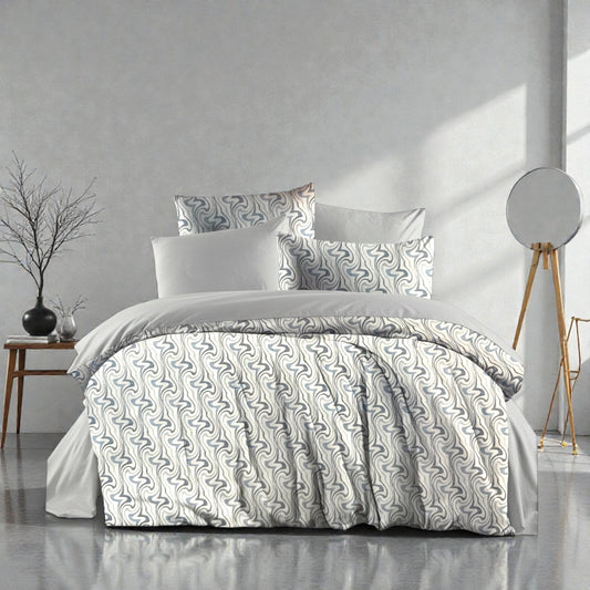 Bračna posteljina Talasi Siva-Plava