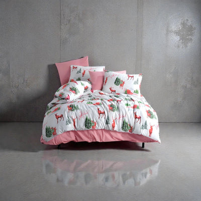 Posteljina za bračni ležaj – Božićna Šuma (100% pamuk)