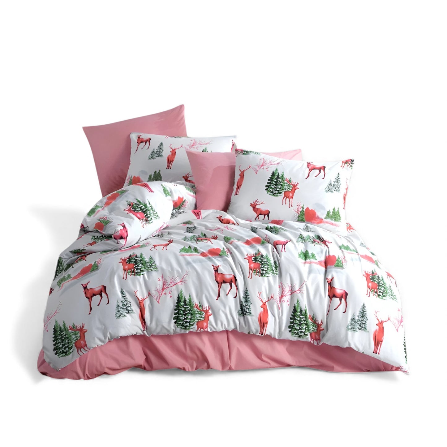 Posteljina za bračni ležaj – Božićna Šuma (100% pamuk)