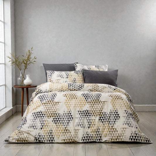 Bračna posteljina Geometrija Siva-Bež