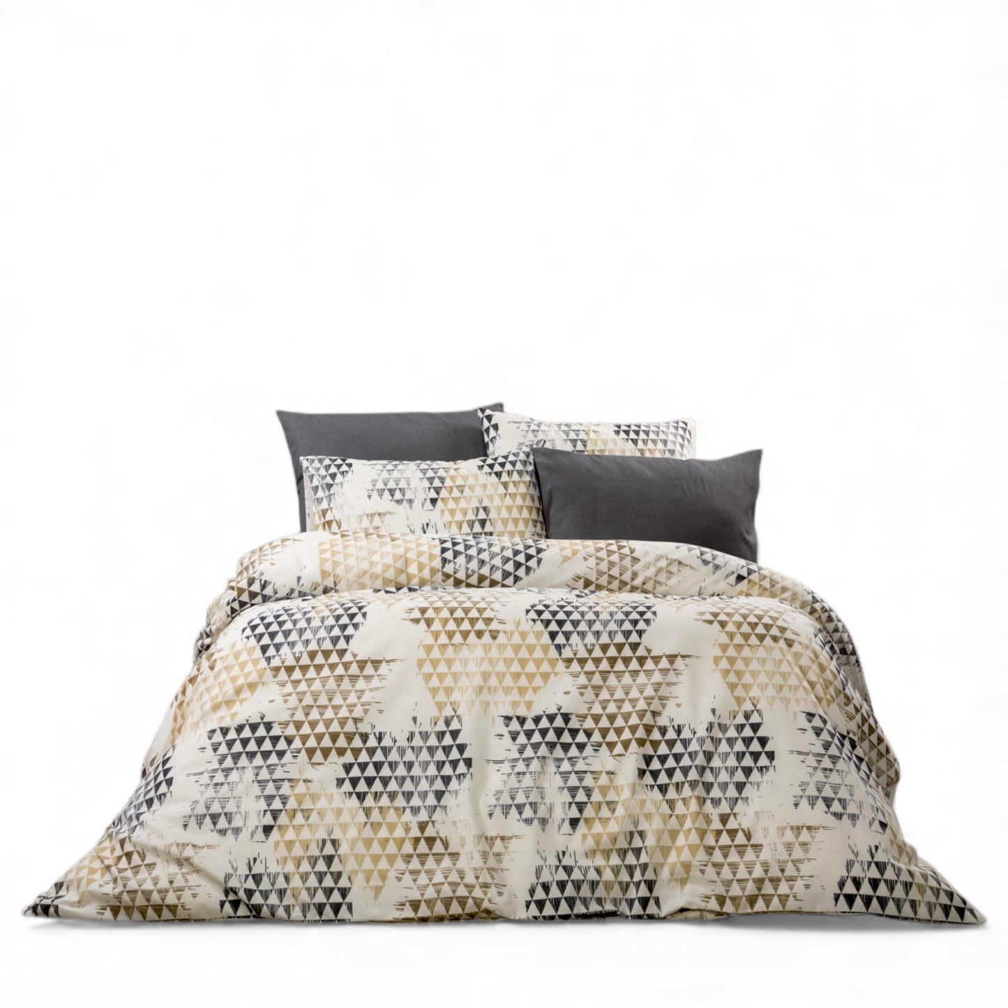 Bračna posteljina Geometrija Siva-Bež