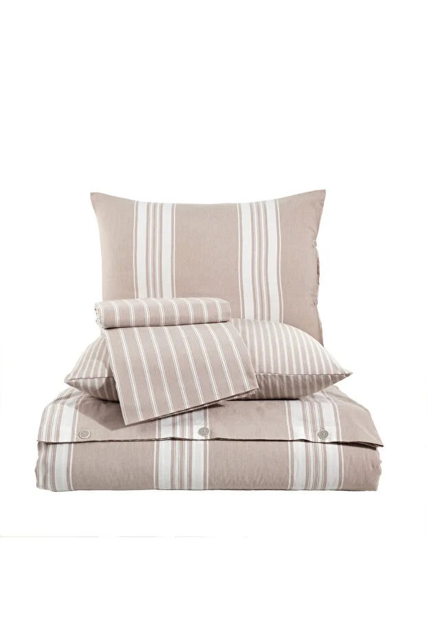 Muslin posteljina za bračni ležaj – Braon (4 jastučnice,čaršav na lastiš)