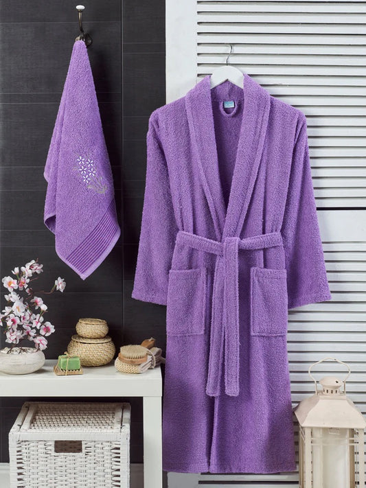 Poklon lux set – bademantil + peškir - LAVANDA
