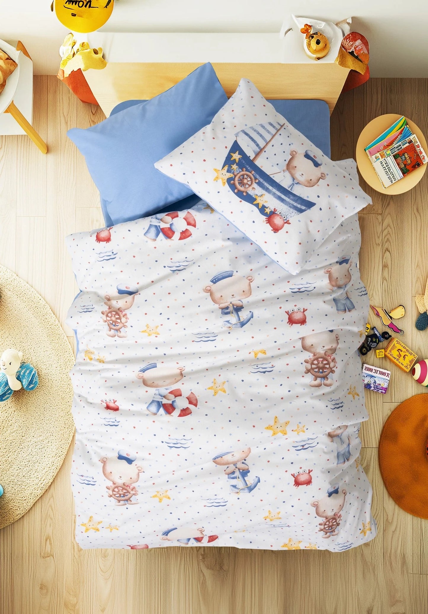 Bebi Posteljina 100% Pamuk – Little Sailor 🐻⚓️ (4-delnI Set)