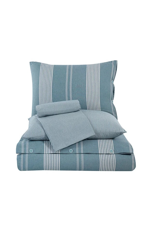 Muslin posteljina za bračni ležaj – Tirkizna (4 jastučnice,čaršav na lastiš)