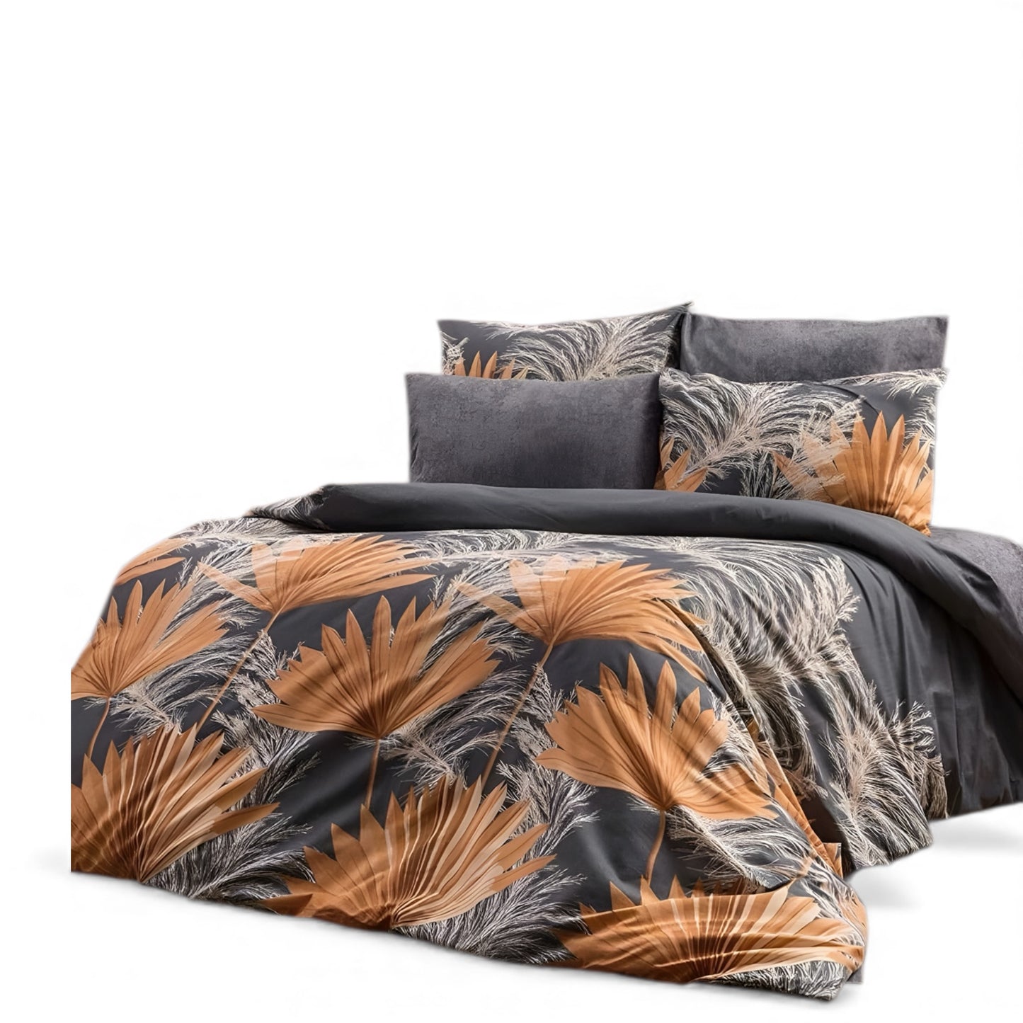 Bračna posteljina Tropski Listovi (sivi čaršav)