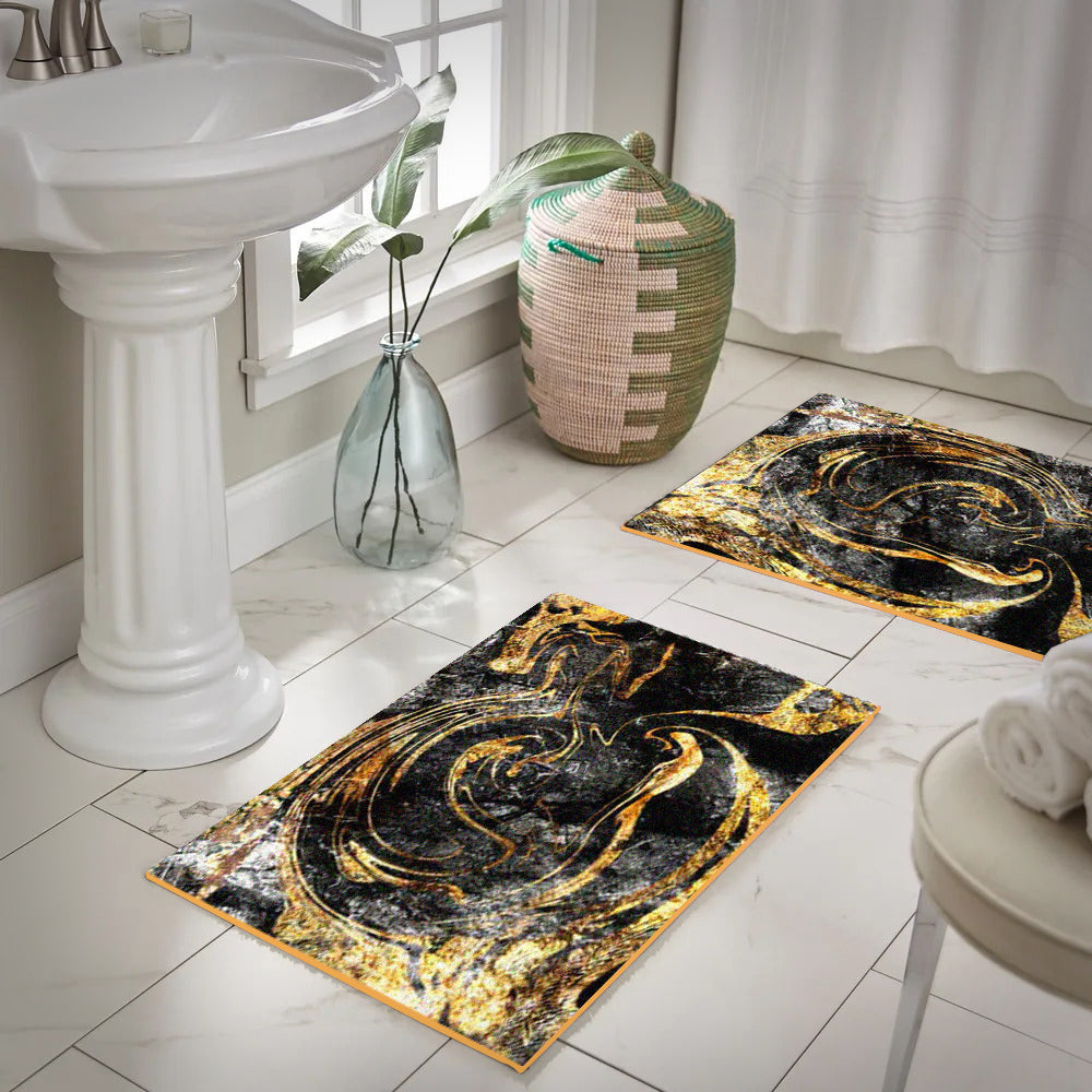 Set Prostirka za kupatilo – Crno zlatna
