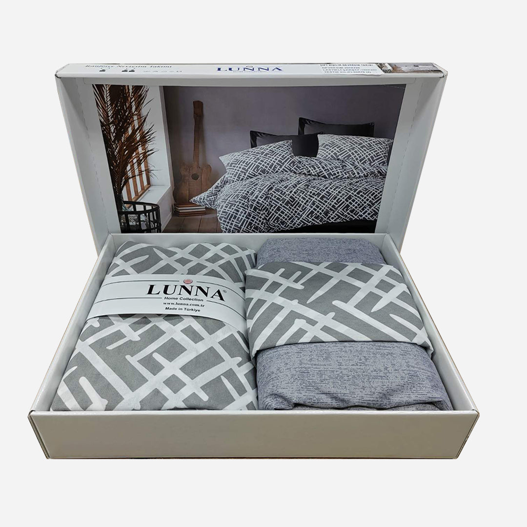 Pamučna posteljina za bračni krevet – Svetlo siva