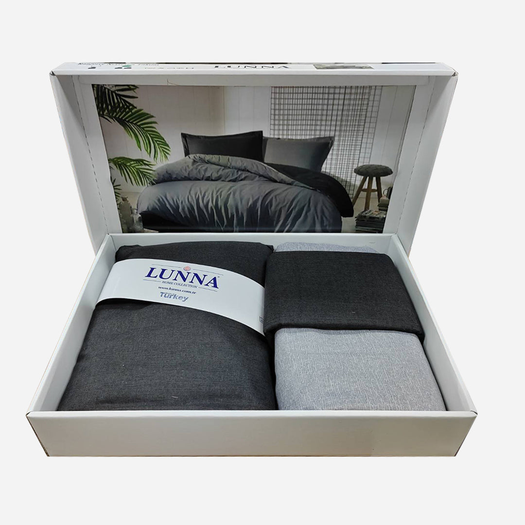 Pamučna posteljina za bračni krevet – Crno siva