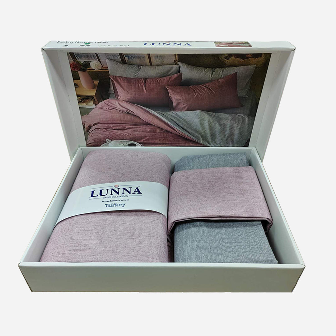 Pamučna posteljina za bračni krevet – Roze siva