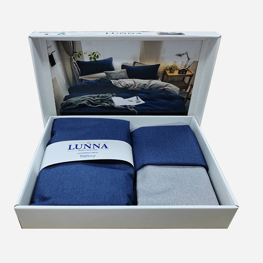 Pamučna posteljina za bračni krevet – Teget