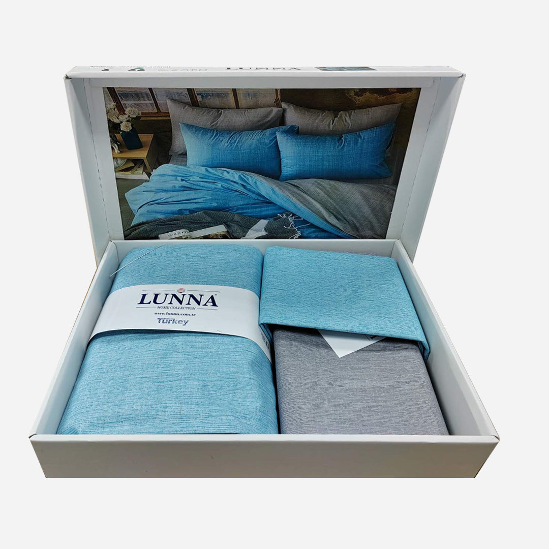 Pamučna posteljina za bračni krevet – Svetlo plava