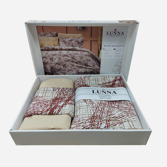 Pamučna posteljina za bračni krevet – Vihor bordo