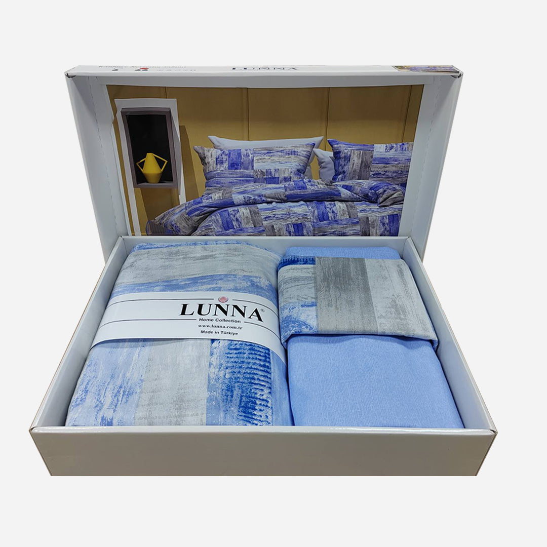 Pamučna posteljina za bračni krevet – Gradijent plava