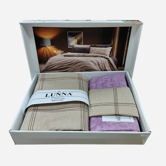 Pamučna posteljina za bračni krevet – Bež lila